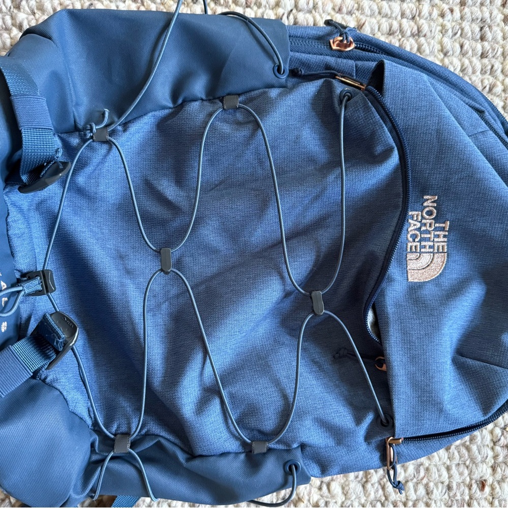 EUC The North Face Blue Technical Backpack with Bungee Cord System